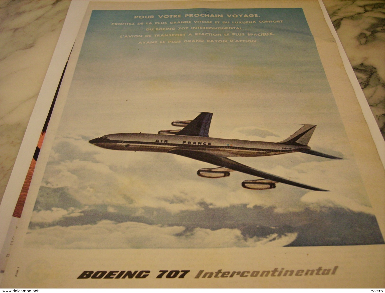 ANCIENNE AFFICHE PUBLICITE AVION BOEING 707  INTERCONTINENTAL 1960 - Pubblicità