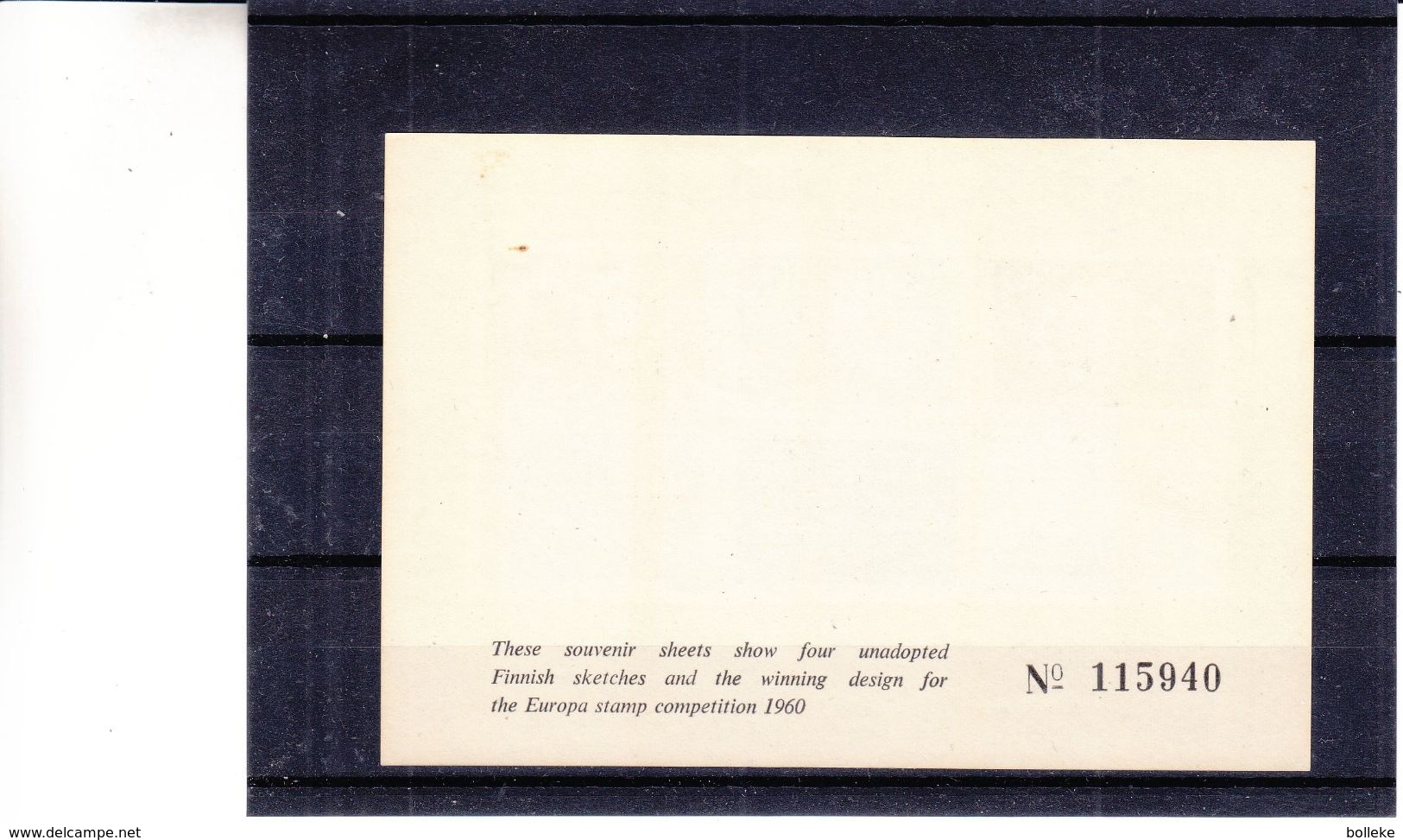 Finlande - Bloc Commémoratif De 1961 ** - Carte De L'Europe - Europa - - Blocs-feuillets