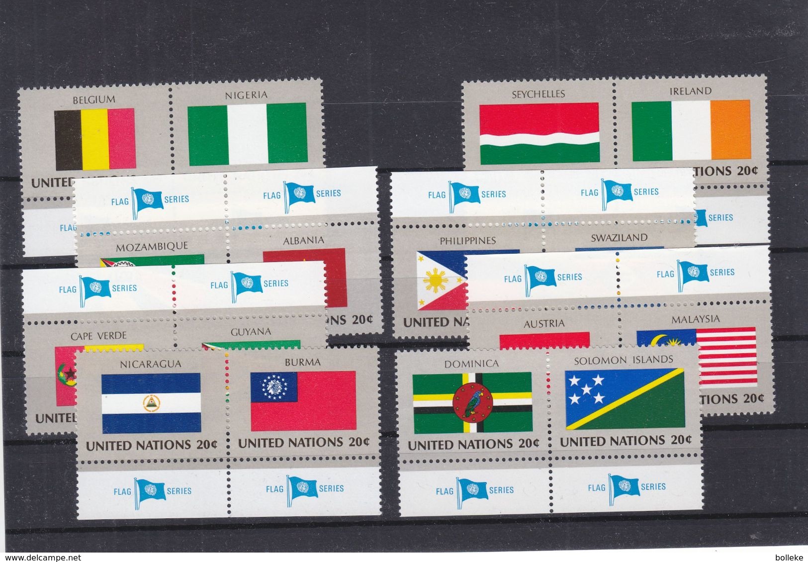 Drapeaux - Nations Unies - New York - Yvert 365 / 80 ** - MNH - Avec Tab - Valeur 17,60 Euros - Francobolli