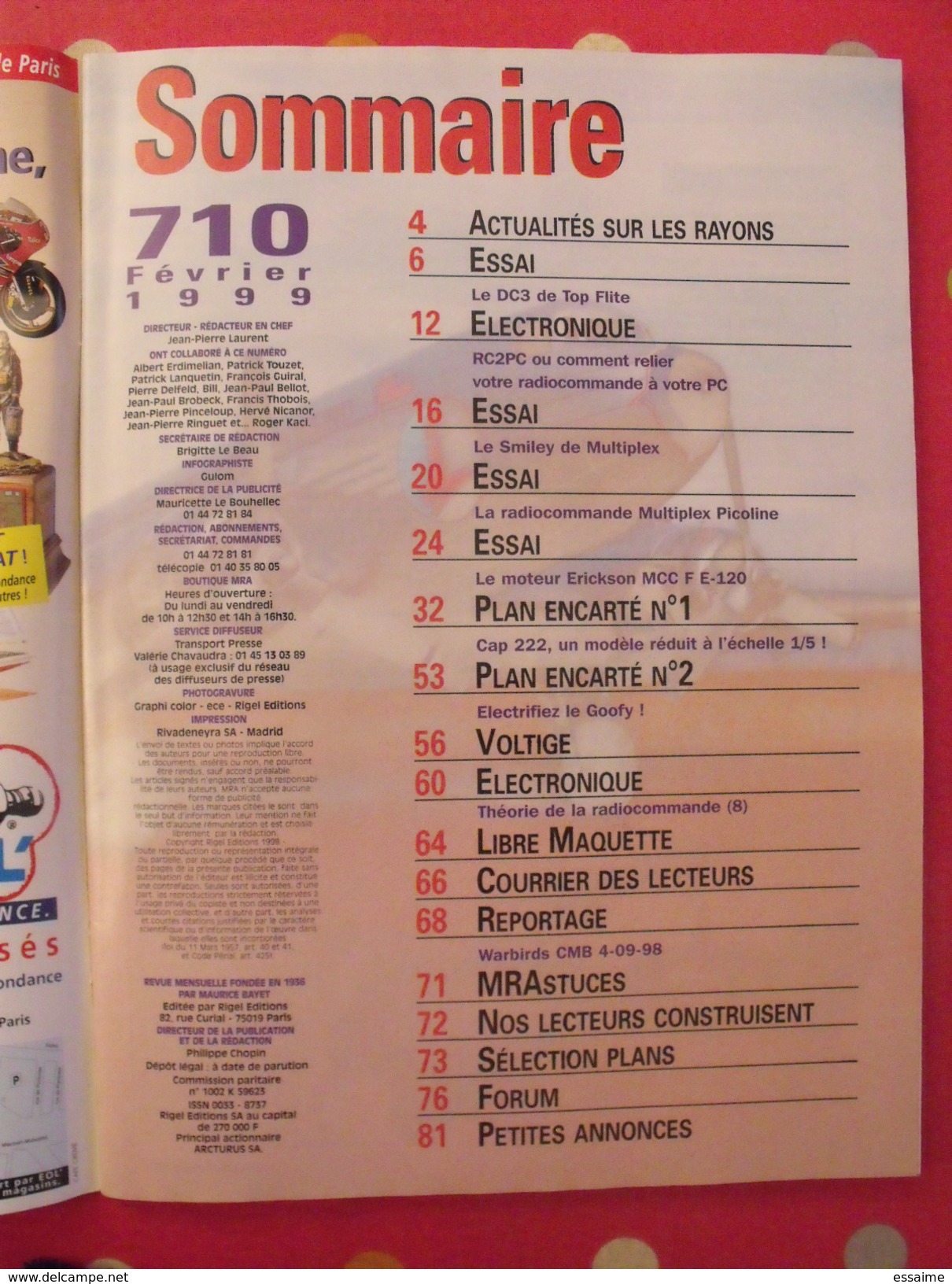 MRA Le Modèle Réduit D'avion N° 710 De 1999 Avec Plans Encartés - Aviation