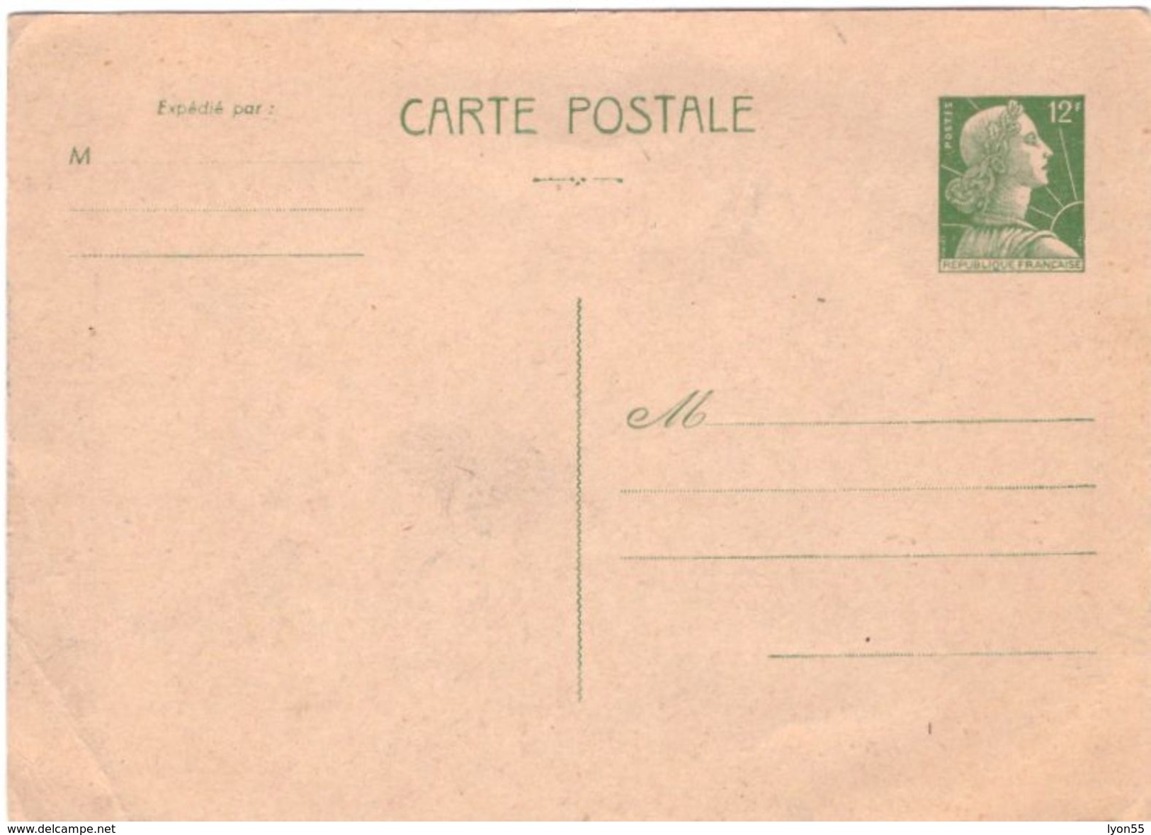 Carte Entier Postal 12F - Cartes Postales Types Et TSC (avant 1995)