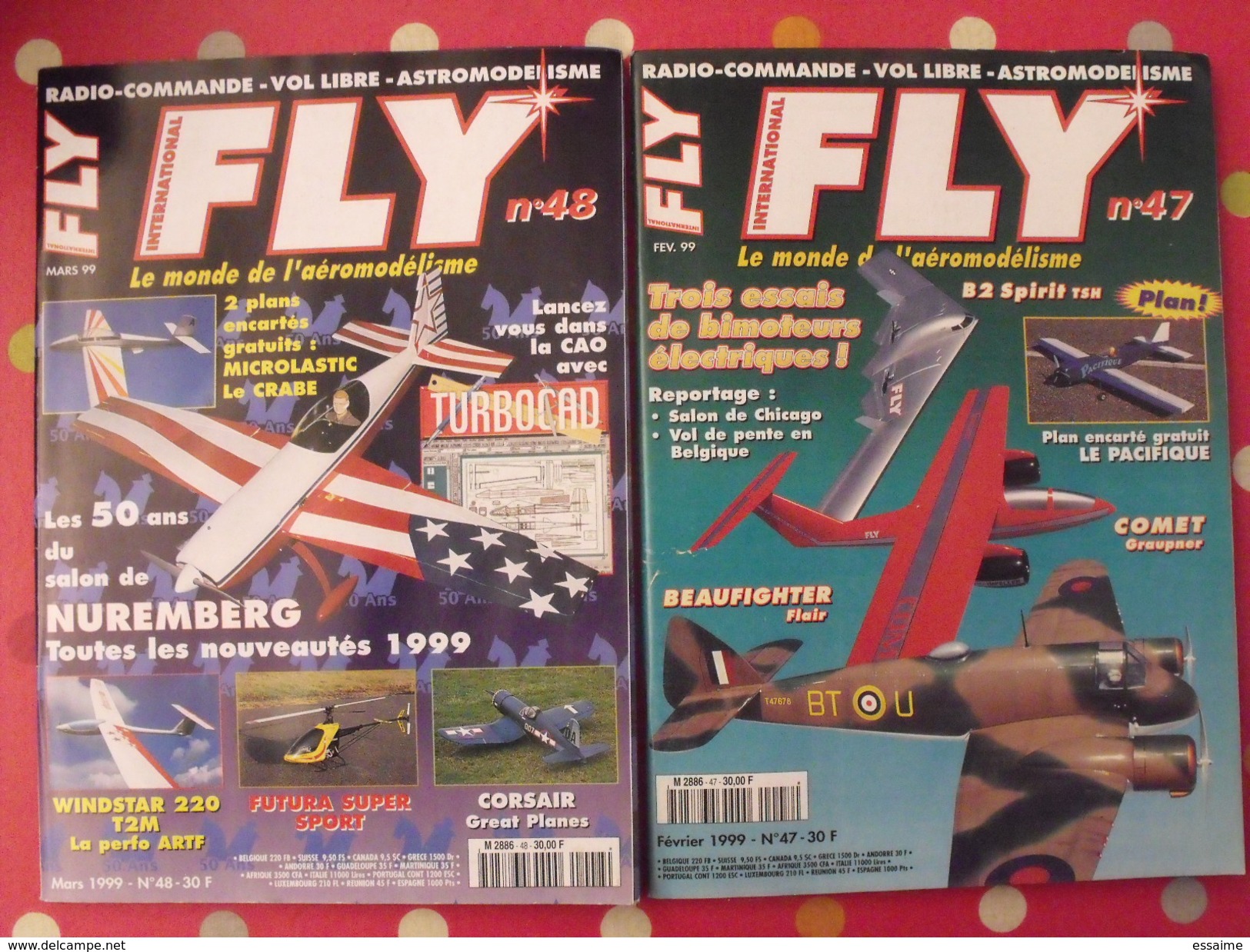 2 Revues FLY Aéromodélisme N° 47 & 48 De 1999. Plans Encartés. - Aviación