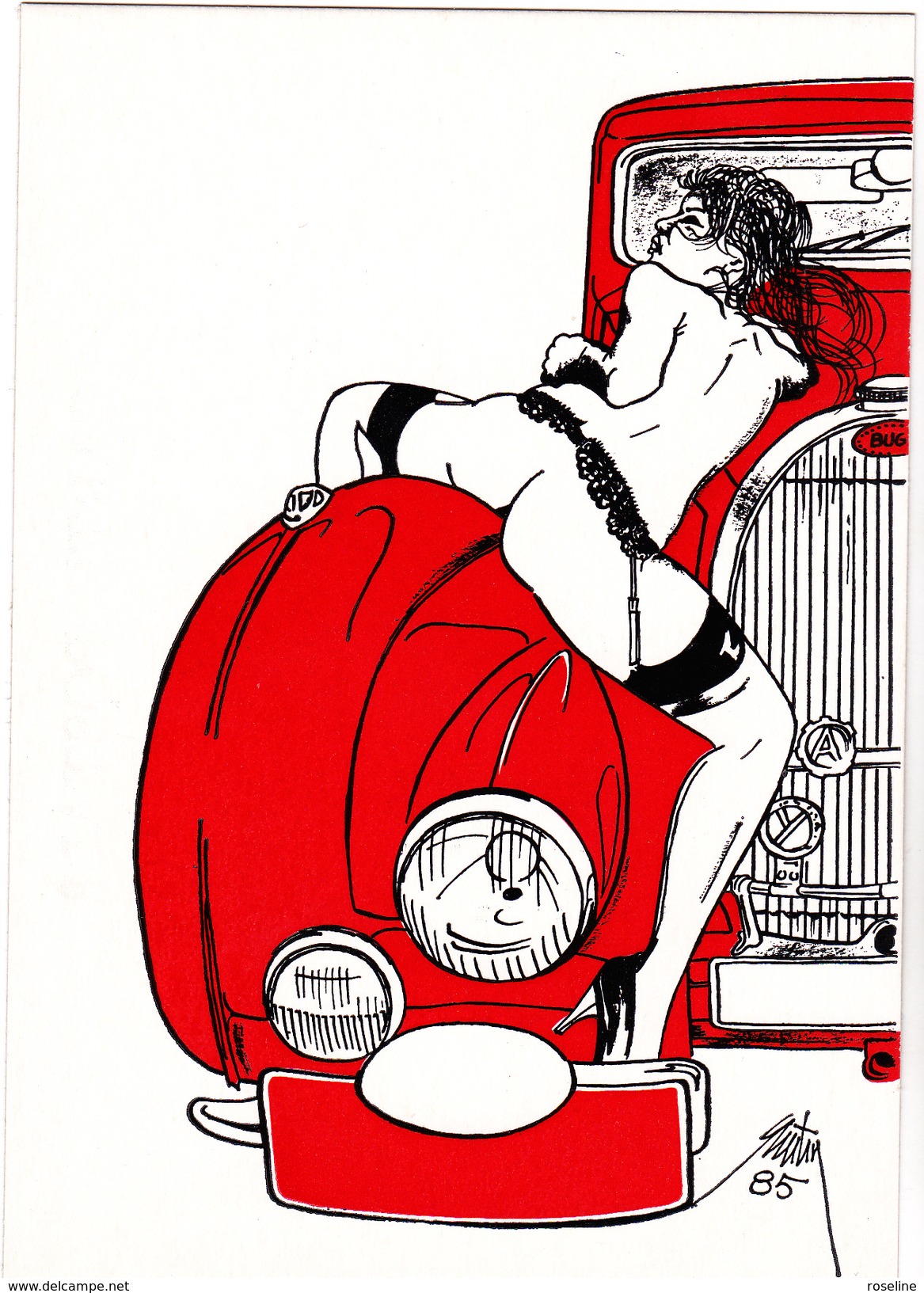 QUENTIN Etienne   - Automobile  BUGATTI -  Erotisme Femme Nue  -  CPM  10,5x15  TBE   1985 Neuve - Quentin