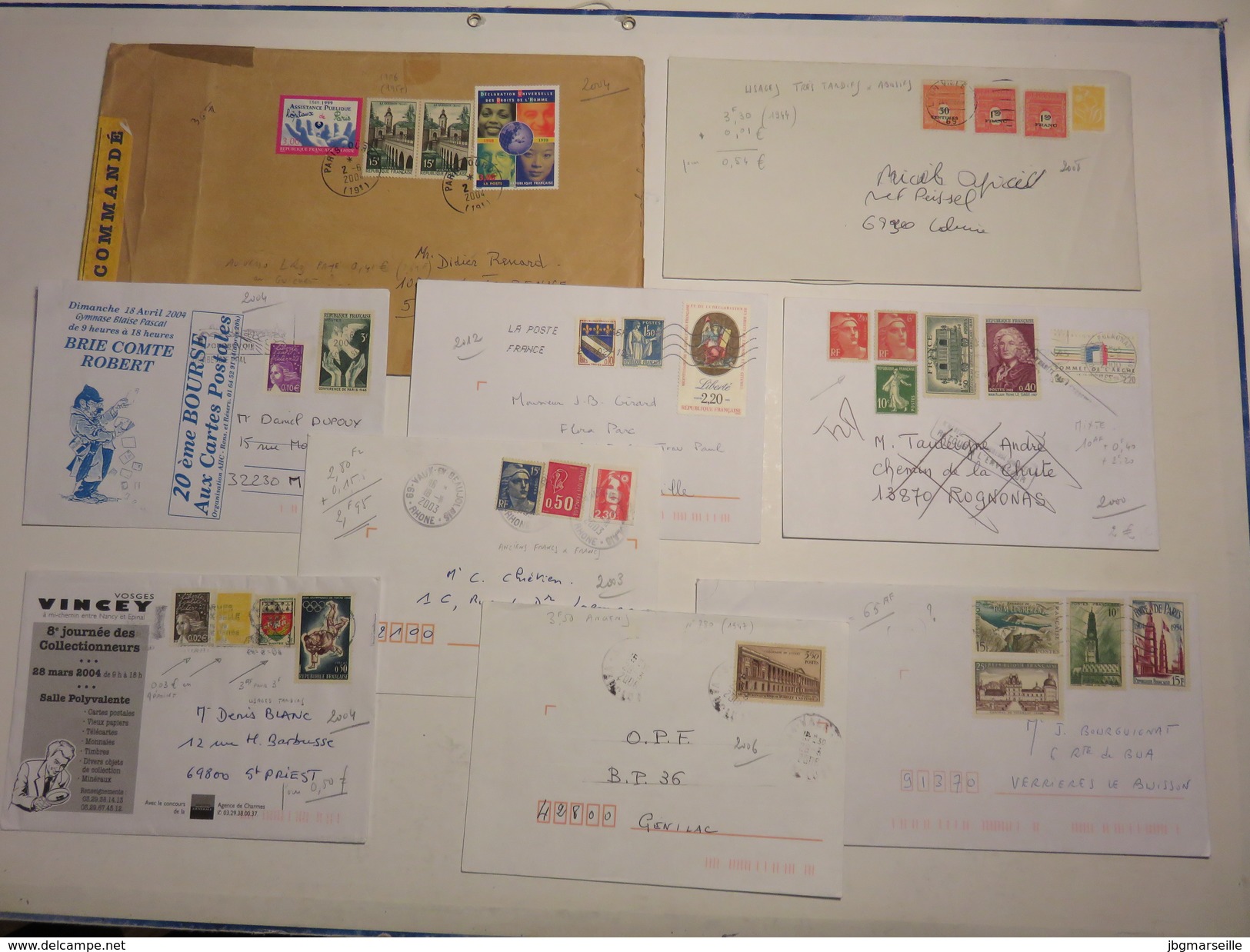 9 L Avec Des Affranchissements De FANTAISIE... Timbres Et Ou Vignettes   De Toutes Les époques En Différentes Monnaies.. - Storia Postale