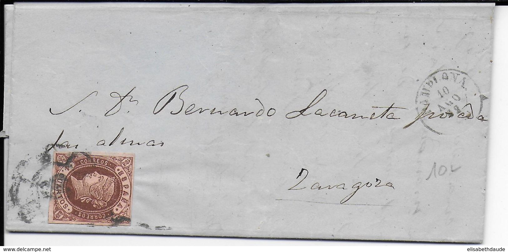 ESPAGNE - 1862 - LETTRE De PAMPLONA => ZARAGOZA - Covers & Documents