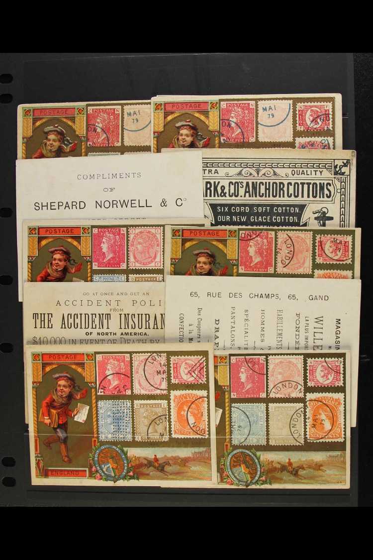 ADVERTISING CARDS Philatelic Association - Scarce & Attractive Group Of Colourful Cards, 3 Different Types, Each Produce - Other & Unclassified