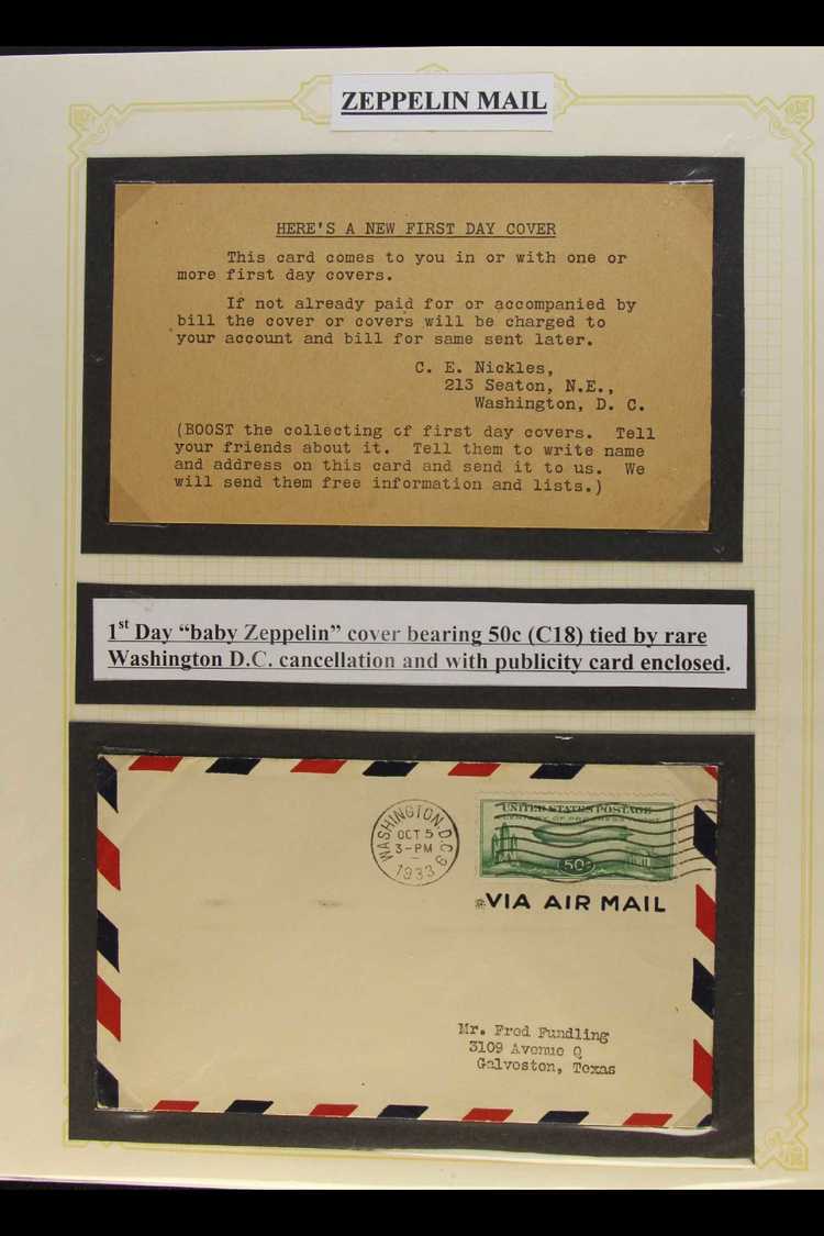 ZEPPELIN MAIL - THE DECLINE OF THE AIRSHIP Interesting, Well Written Up Collection Of US Airship Mail From The 1925 Airs - Autres & Non Classés