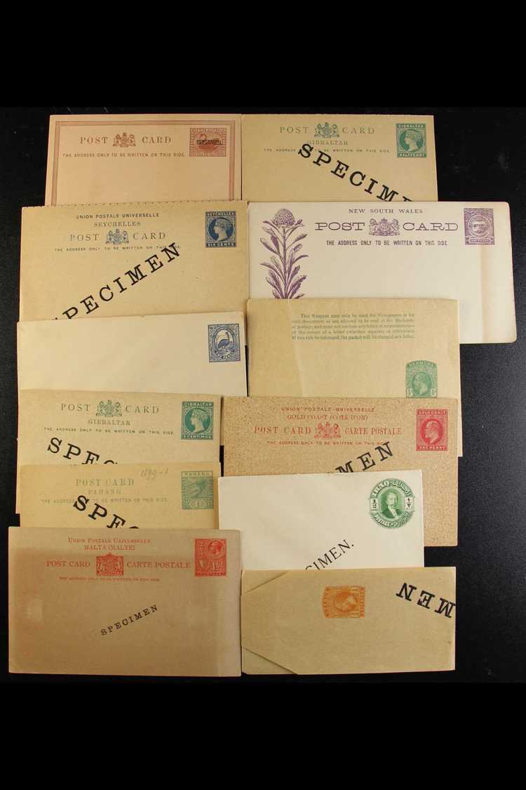 POSTAL STATIONERY- BRITISH COMMONWEALTH - "SPECIMEN" OVERPRINTS All Different Unused QV To KGV Postal Cards, Envelopes A - Sonstige & Ohne Zuordnung