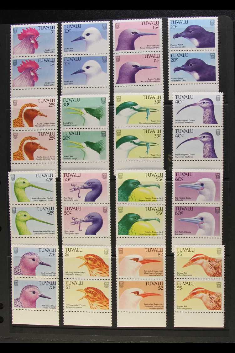 BIRDS ON STAMPS Tuvalu 1988 Birds Set Complete (SG 502/17) Both As An IMPERFORATE PROOF SET And Also A PERFORATED SET WI - Unclassified