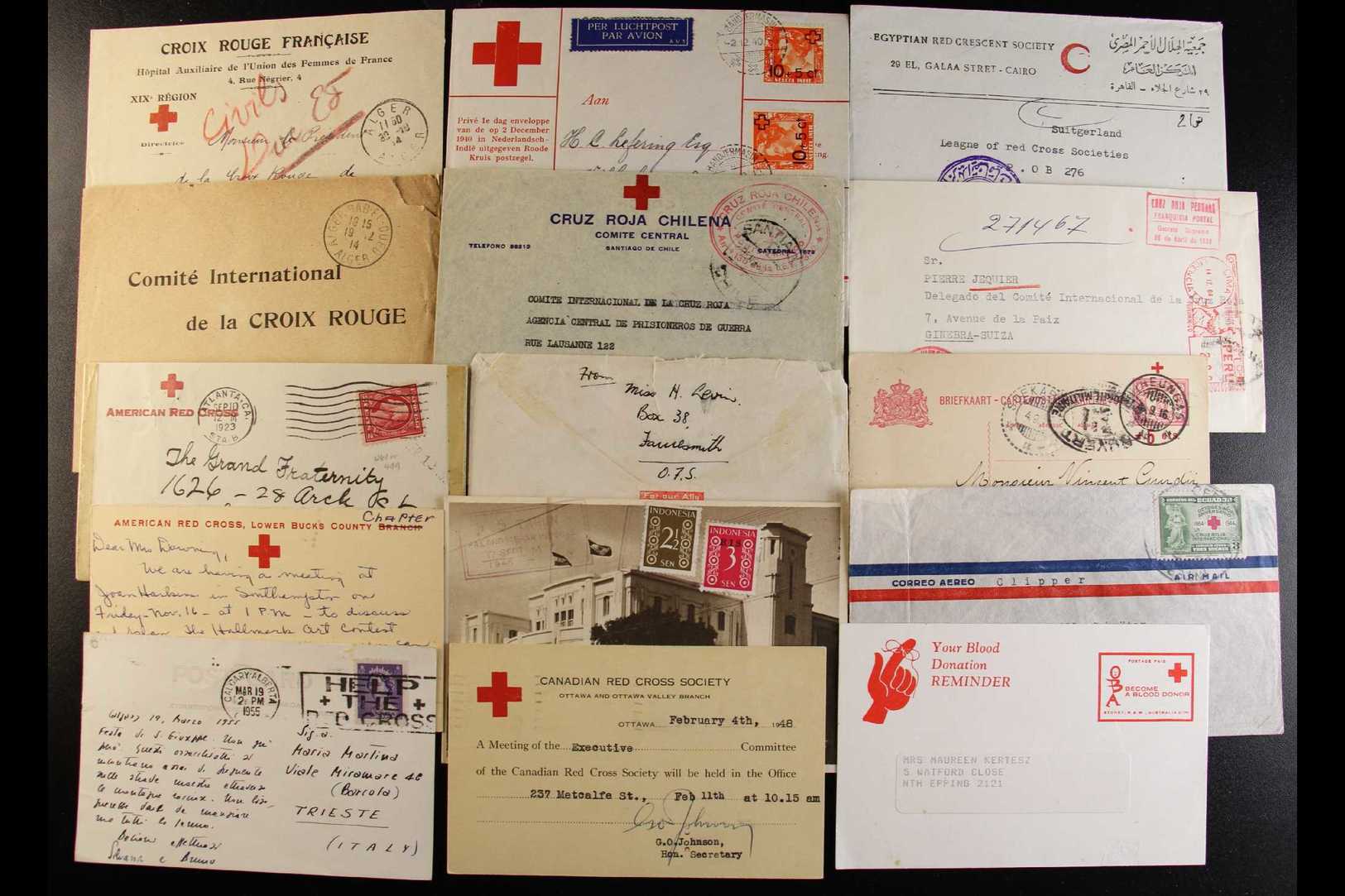RED CROSS 1910's-1980's Interesting World Group Of Commercial Red Cross Printed COVERS, Plus A Few Covers With Red Cross - Non Classés