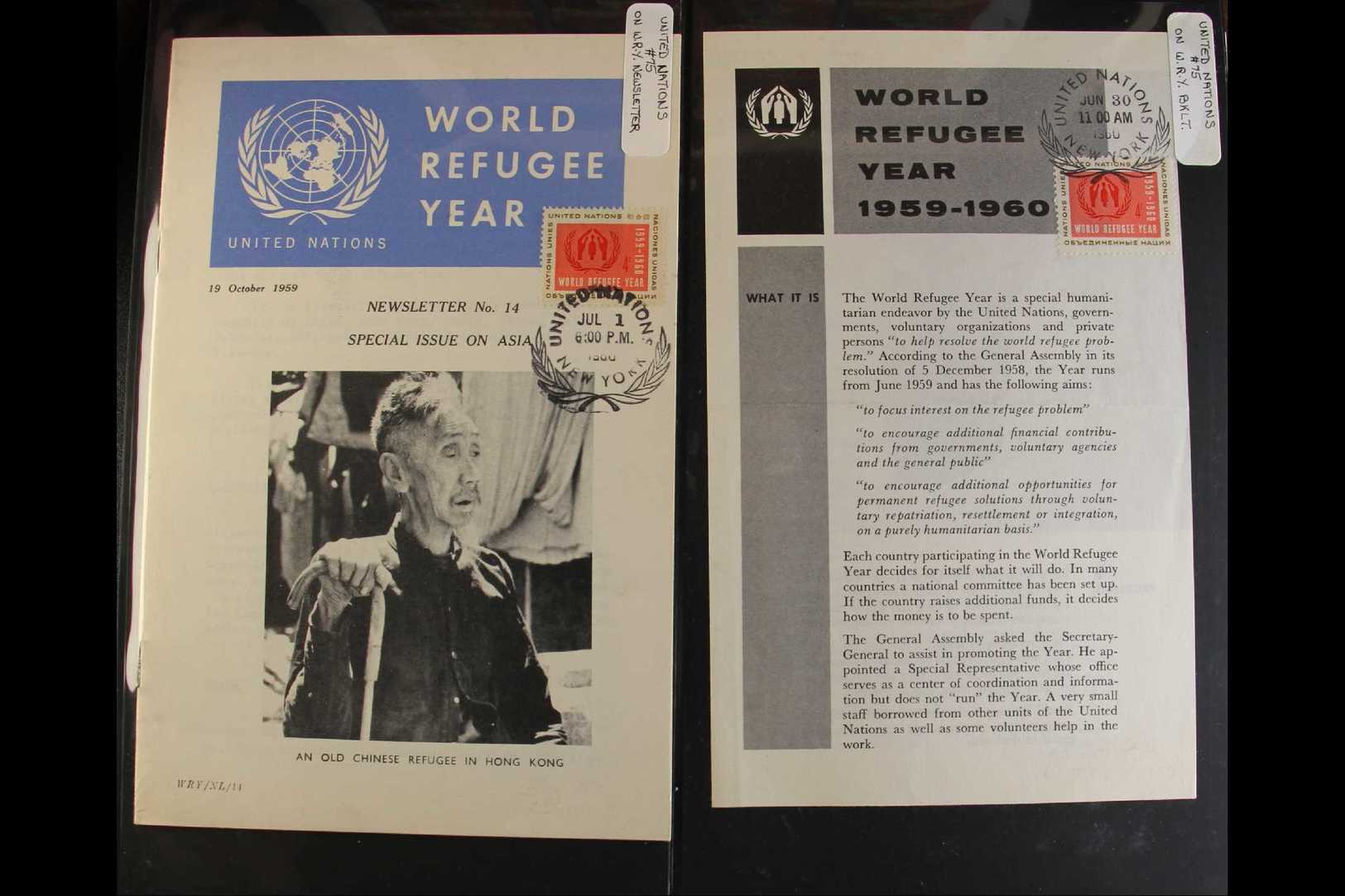 REFUGEES A Fine, UNITED NATIONS 1960's To 1990's Collection Of Covers, Cards, Sheeltets, Folders, Printed Leaflets, Head - Unclassified