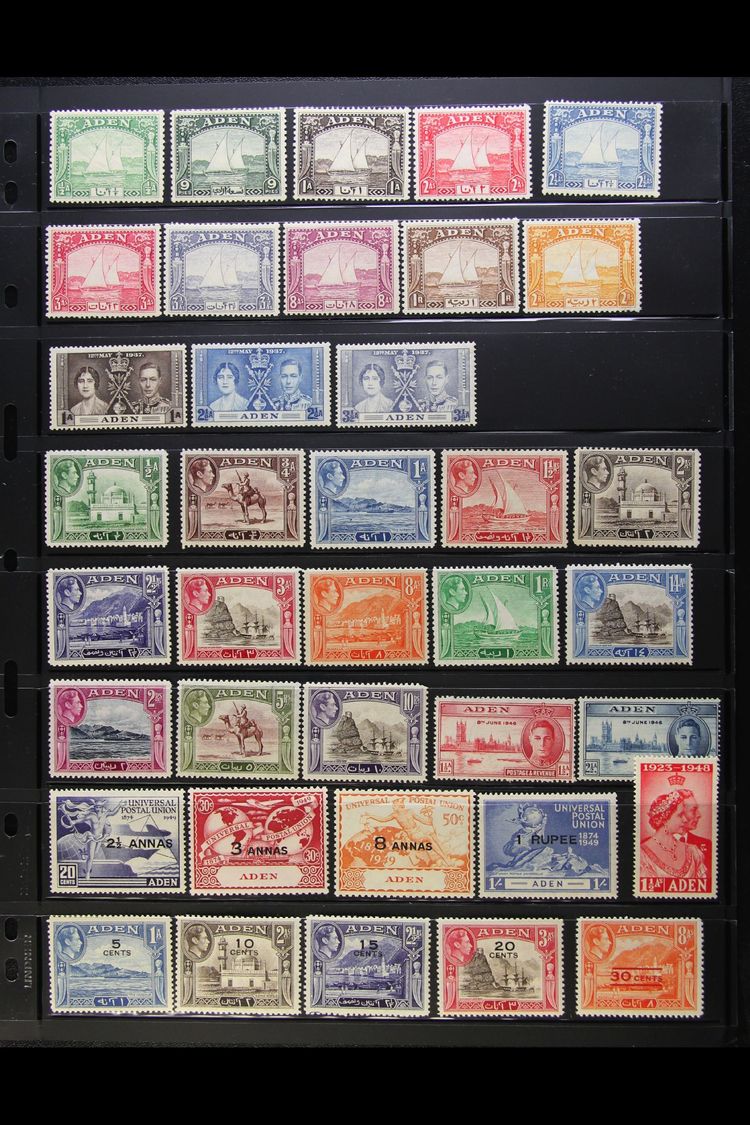 1937-1966 FINE MINT COLLECTION On Stock Pages, ALL DIFFERENT, Inc 1937 Set To 8a (NHM), 1r & 2r (small Thin), 1939-48 Se - Aden (1854-1963)