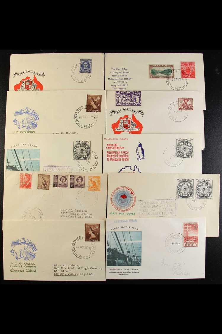 ANTARCTIC BASES 1951-1957 Covers Bearing Australia Or New Zealand Stamps Tied By Antarctic Base Cds's - Campbell Island, - Autres & Non Classés