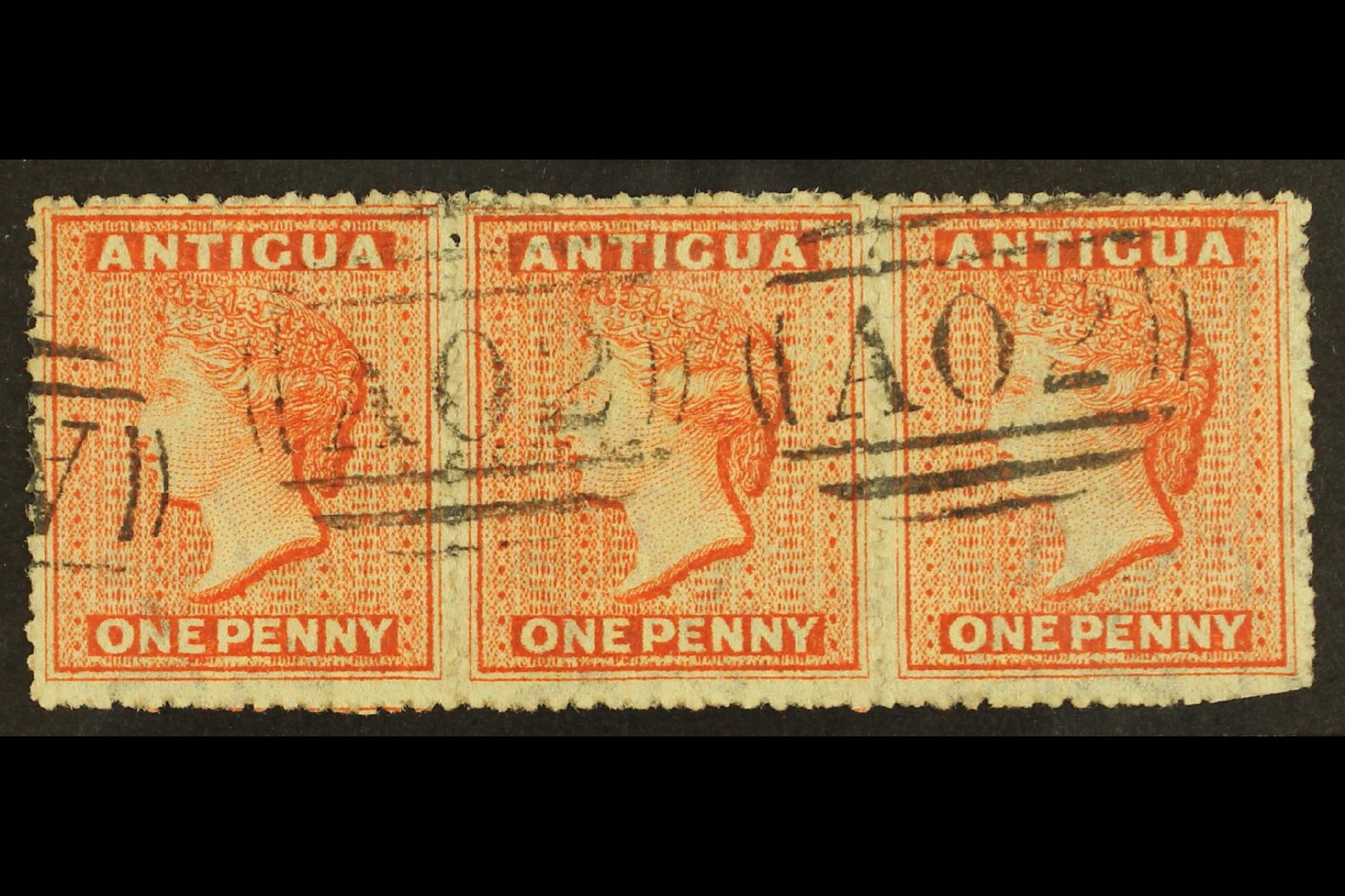 1867 1d Vermilion Wmk Small Star, SG 7, Used STRIP OF THREE, Very Pretty With Crisp "A02" Cancellations, The Right End S - Andere & Zonder Classificatie