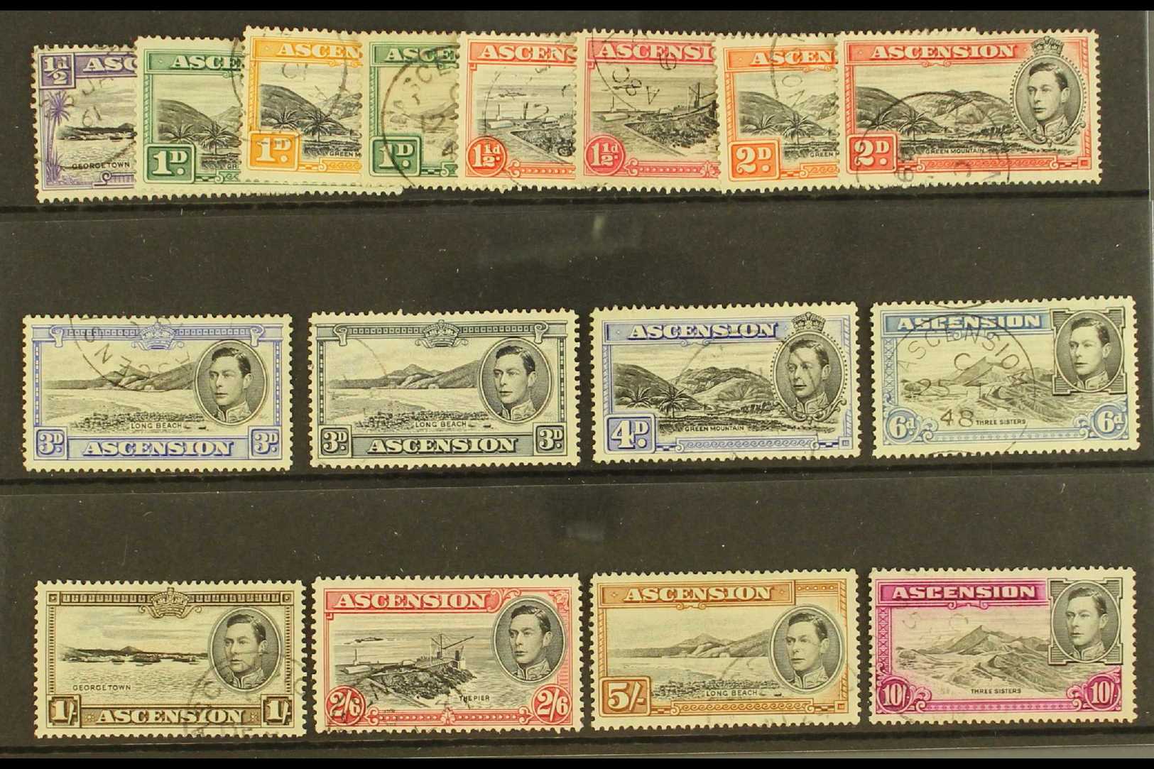 1938-53 Complete Definitive Set, SG 38/47, Very Fine Used. (16 Stamps) For More Images, Please Visit Http://www.sandafay - Ascension