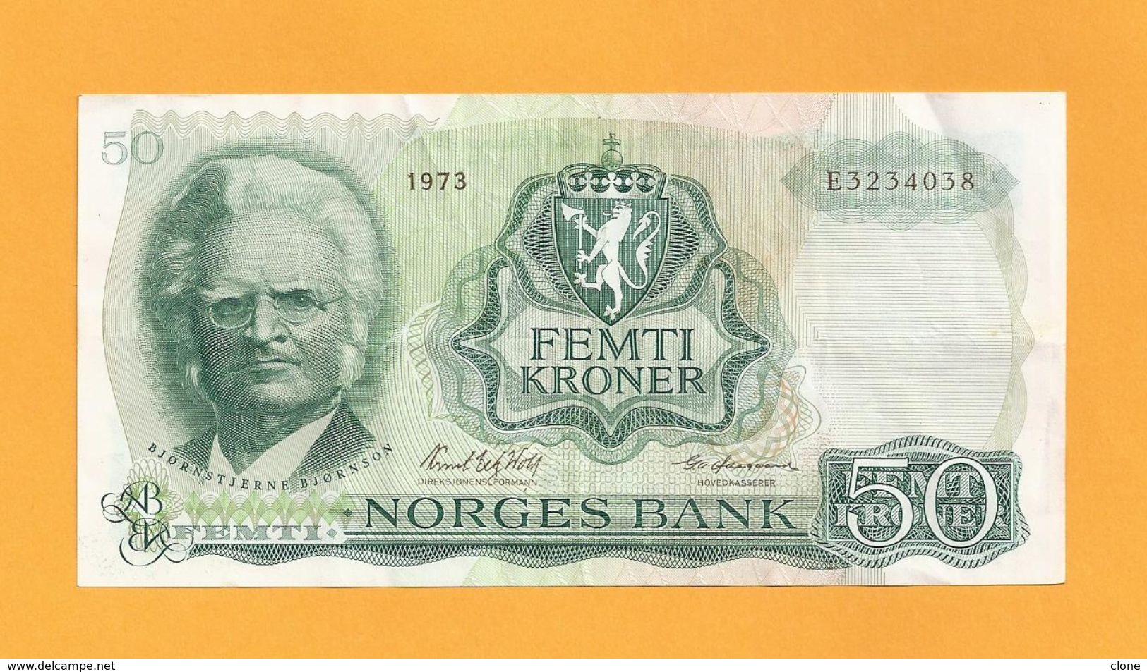 NORVEGE - 50 Kroner (1973) - Illustration : Portrait De BJØRNSTJERNE BJØRNSON. - Norvège