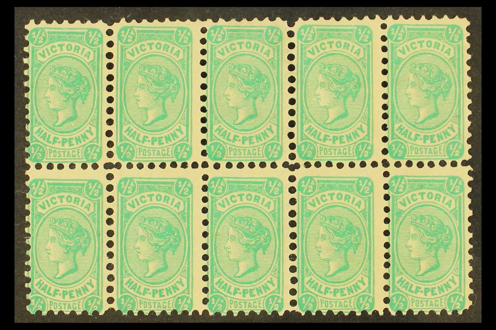 VICTORIA 1901-10 ½d Blue-green, Die I, Wmk Sideways, SG 384, Never Hinged Mint Block Of 10. For More Images, Please Visi - Autres & Non Classés