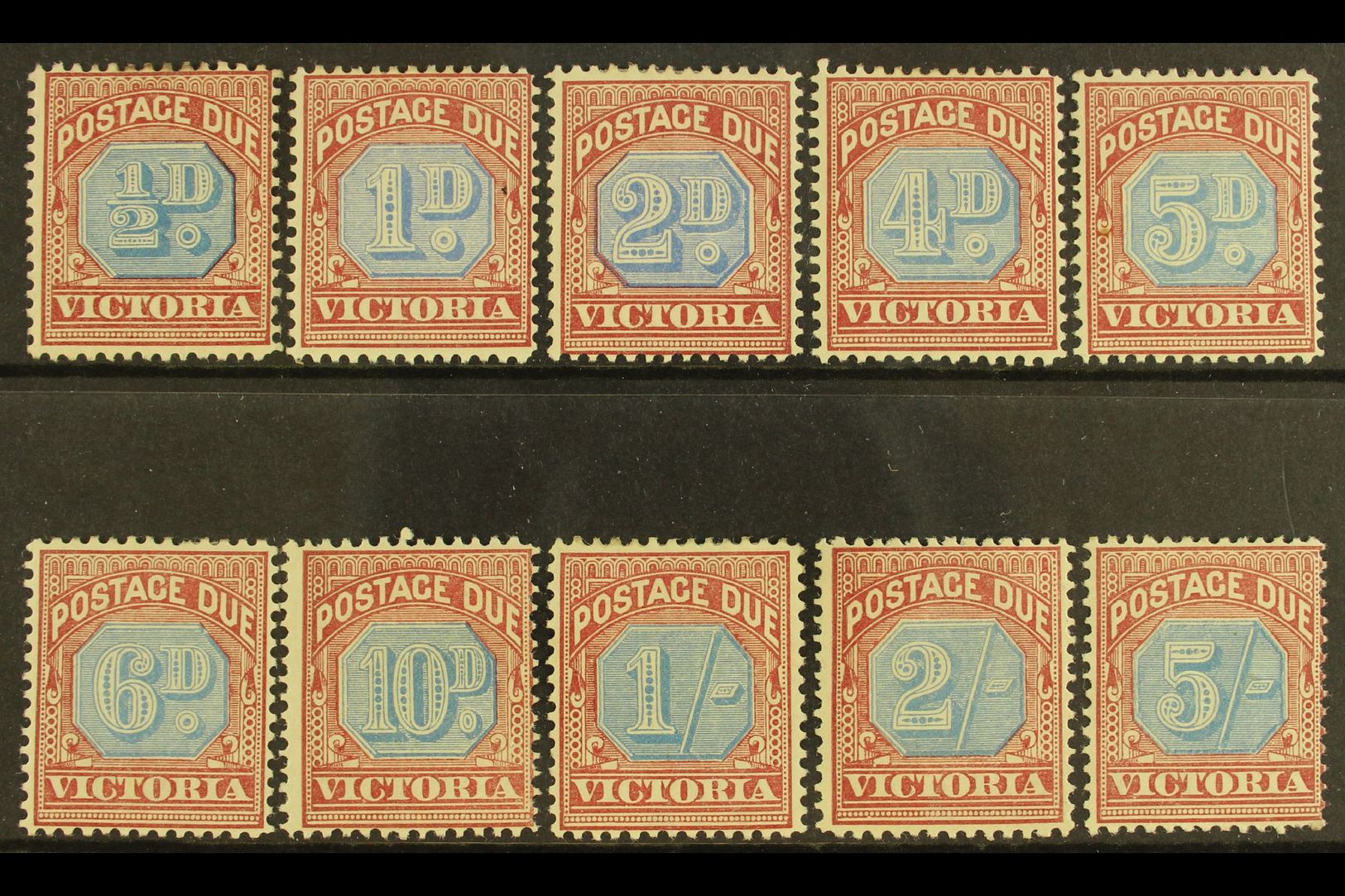 VICTORIA POSTAGE DUE 1890-94 Set Complete, SG D1/10, Fine Mint, Lovely Fresh Colours, The 5s With Short Perf (10 Stamps) - Other & Unclassified