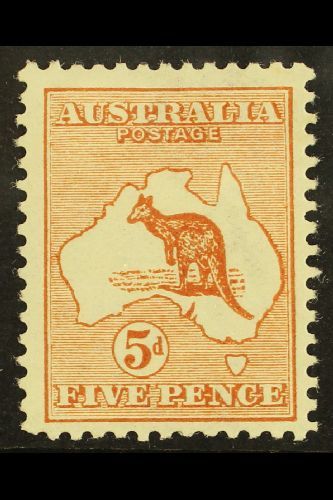 1913-14 5d Chestnut Kangaroo, Die II, SG 8, Fine Mint.  For More Images, Please Visit Http://www.sandafayre.com/itemdeta - Andere & Zonder Classificatie