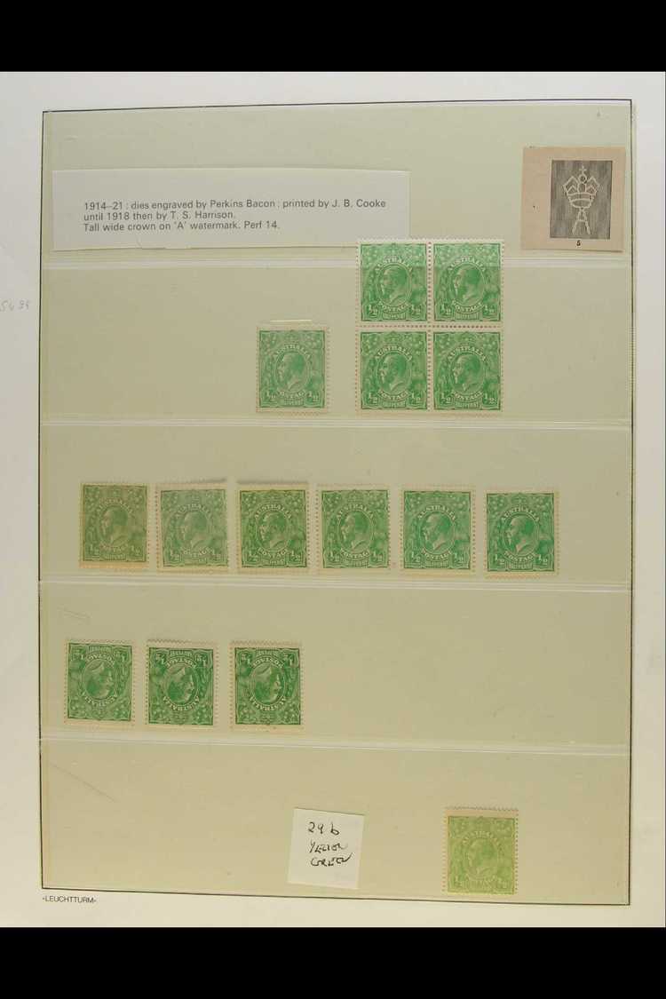 1914-20 KGV HEADS - FINE MINT STUDY COLLECTION A Lovely Lot With Shades Of ½d (12, Incl. A Block Of Four And One In Yell - Andere & Zonder Classificatie