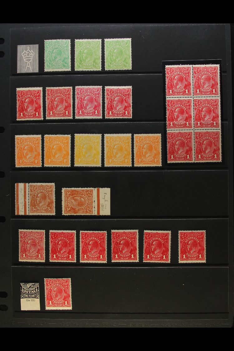 1914-23 VERY FINE MINT "KGV HEADS" COLLECTION. An Attractive Range With Vibrant Colours That Includes 1914-20  ½d X3 Inc - Andere & Zonder Classificatie