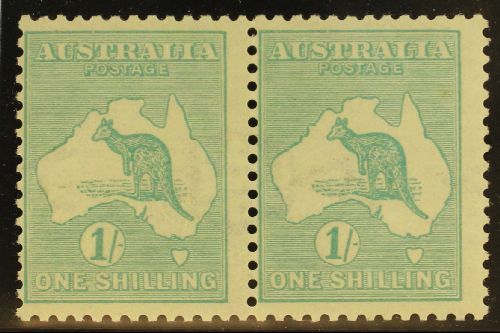 1915-27 1s Blue-green Roo, Die IIB, Watermark Sideways, SG 40ba (BW 33aa) Fine Mint Horiz Pair Which Nicely Shows A Full - Other & Unclassified