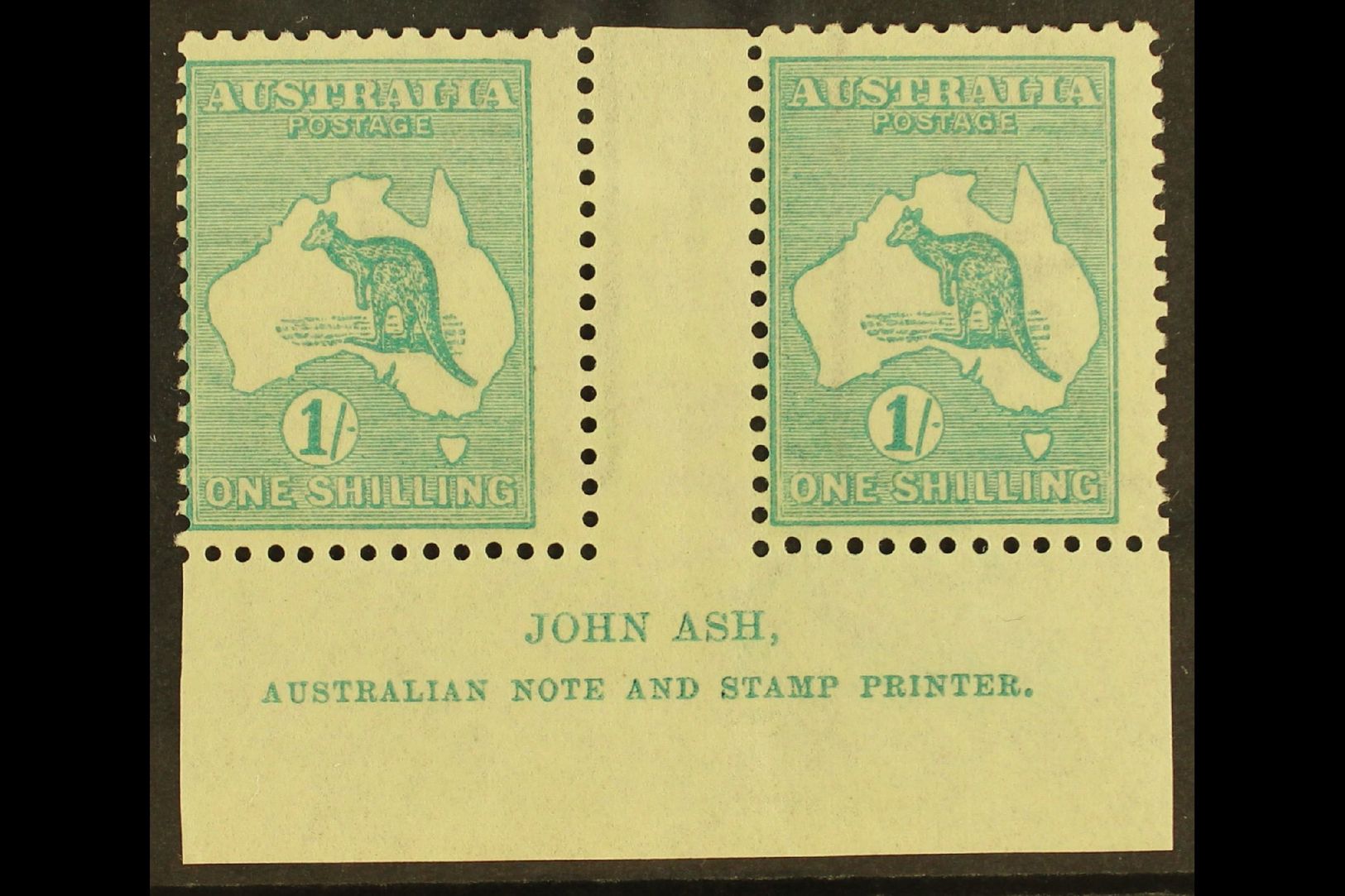 1915-27 1s Blue-green Roo, Die IIB (SG 40b), Ash Imprint Pair With "N" Over "A", BW 33zd, Fine Mint. For More Images, Pl - Autres & Non Classés
