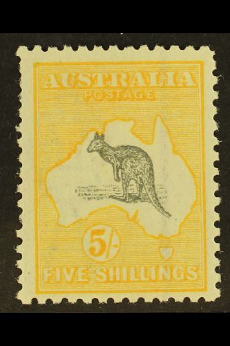 1915-27 5s Grey And Yellow Kangaroo, SG 42, Mint, Very Fresh, Few Shortish Perfs At Left. For More Images, Please Visit  - Autres & Non Classés