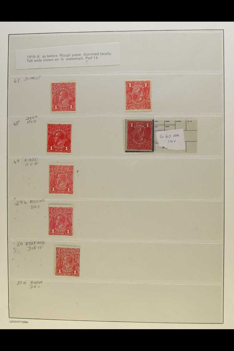 1916-18 ROUGH PAPERS 1d, SG 47 Group, A Mint Range Of Shades (4, One Rosine), Die II (light Crease), Two Inverted Waterm - Andere & Zonder Classificatie