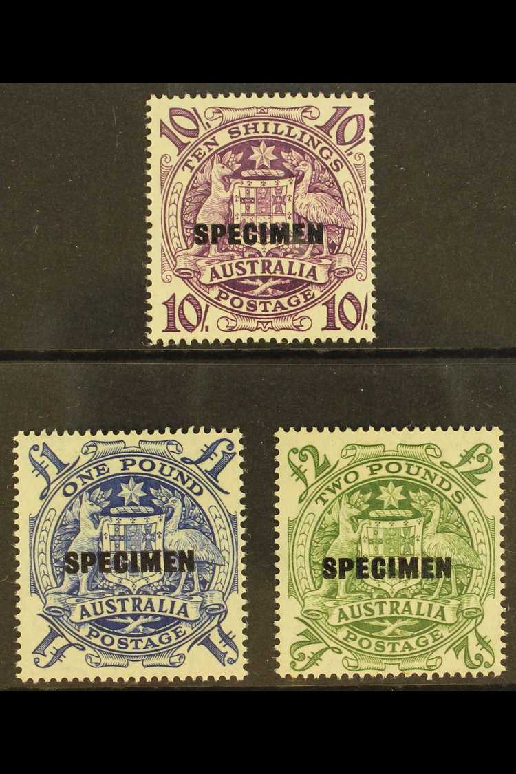 1949-50 10s, £1 And £2 Coat Of Arms "SPECIMEN" Overprinted Set Complete, SG 224bs/ds, Never Hinged Mint (3 Stamps) For M - Autres & Non Classés