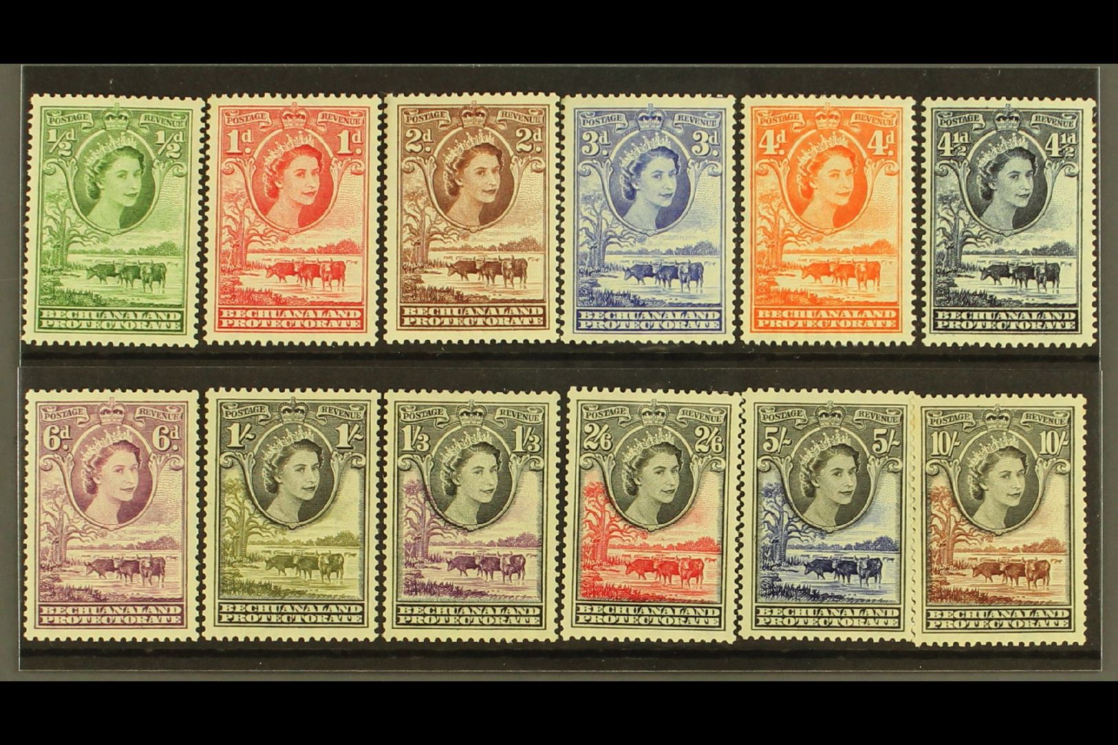 1955-58 "Baobab Tree And Cattle" Definitives Complete Set, SG 143/53, Very Fine Never Hinged Mint. (12 Stamps) For More  - Andere & Zonder Classificatie