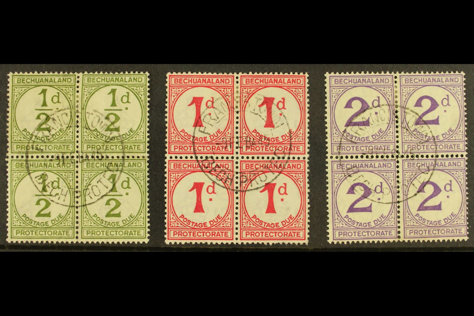 POSTAGE DUES 1932 USED BLOCKS OF FOUR Set On Ordinary Paper, SG D4, D5 And D6, Each Block Bearing Clear 9 Feb 45 Cds Can - Autres & Non Classés