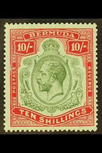 1918-22 10s Green And Carmine On Pale Bluish Green, SG 54, Fine Mint. For More Images, Please Visit Http://www.sandafayr - Bermuda