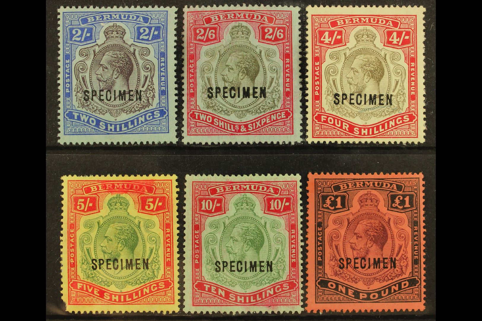 1918-22 KGV H/Value MCA Wmk "SPECIMEN" Opt'd Complete Set, SG 51bs/55s, Fine To Very Fine Mint Part Og. 5s Corner Fault. - Bermuda