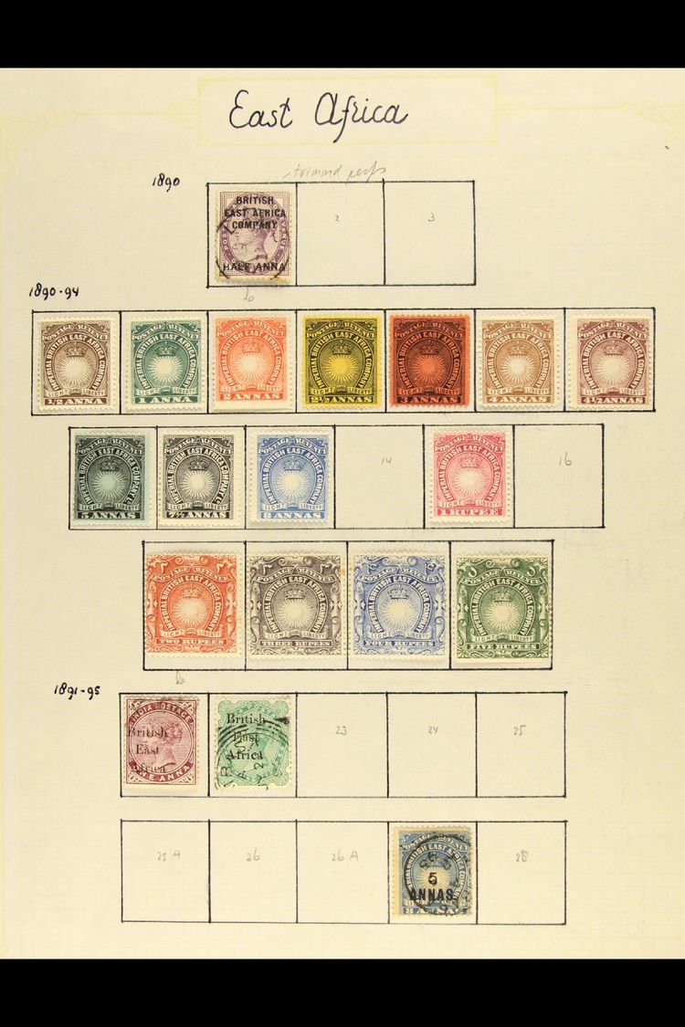 1890-1919 ALL DIFFERENT COLLECTION On Leaves, Mint Or Used, Inc 1890 ½a On 1d (trimmed Perfs), 1890-95 Most Vals To 5r M - Brits Oost-Afrika