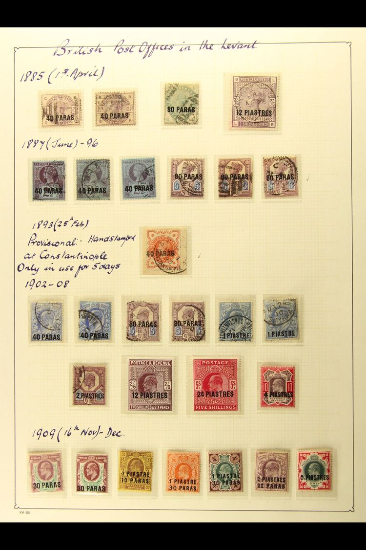 1885-1921 ATTRACTIVE COLLECTION In Hingeless Mounts On Album Pages, Mint And Used, Mostly Fine And Fresh. Note 1885-88 B - British Levant