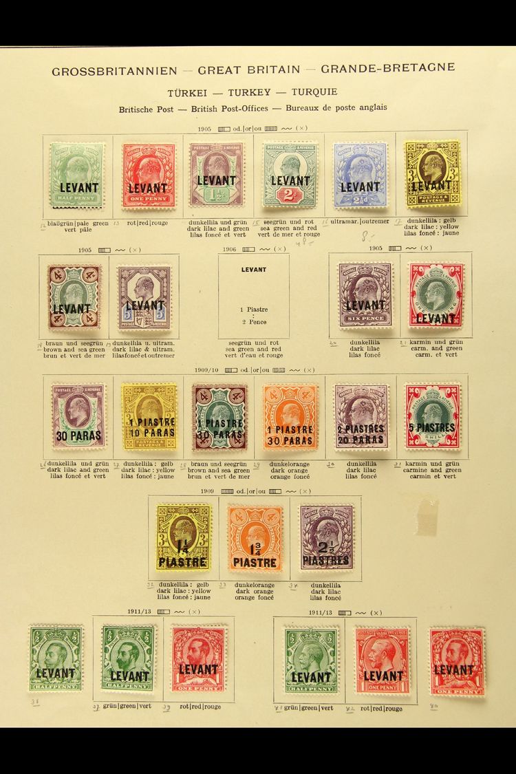 1885-1921 VERY FINE MINT COLLECTION Presented On Printed Album Pages. Includes Turkish Currency 1885 40p On 2½d, 1887-96 - Brits-Levant