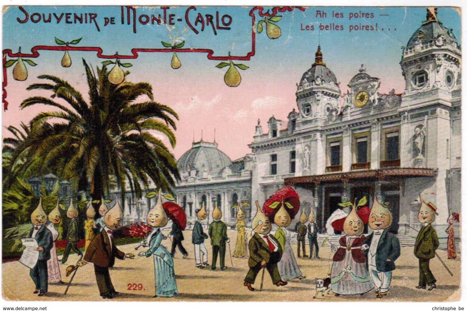 SOUVENIR DE MONTE-CARLO  Poires Humanisés CARICATURE HUMOUR ILLUSTRATEUR MONACO  (pk41160) - Monte-Carlo