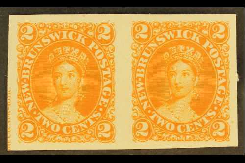 1860 2c Orange Plate Proof On India, Uni 7Pi, Superb Horizontal Pair With Large Margins All Round. For More Images, Plea - Autres & Non Classés