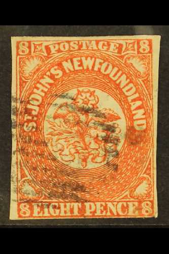 1857 8d Orange Vermilion, SG 8, Fine Used. Good Colour With Light Cancel And Just Clear To Adequate Margins All Round. F - Andere & Zonder Classificatie