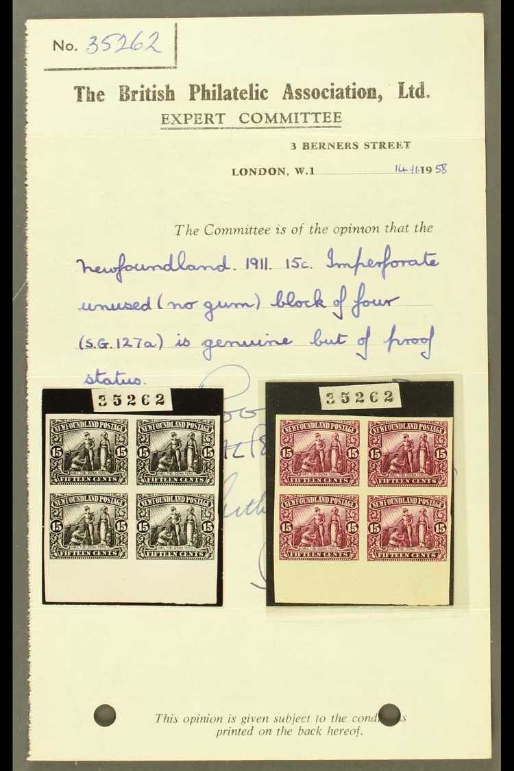 1911 15c Lake Coronation, Variety "Imperf Marginal Block Of 4", See After SG 127, Very Fine Unused. BPA Cert. For More I - Sonstige & Ohne Zuordnung
