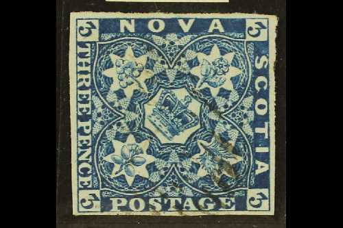 1851-60 3d Bright Blue, SG 3, Fine Used With Four Margins And Light Barred Cancel. Royal Photo Certificate. For More Ima - Other & Unclassified