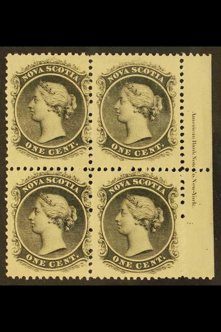 1860 1c Black On Yellowish Paper, SG 9, Inscription Block Of 4, Very Fine Mint. For More Images, Please Visit Http://www - Autres & Non Classés