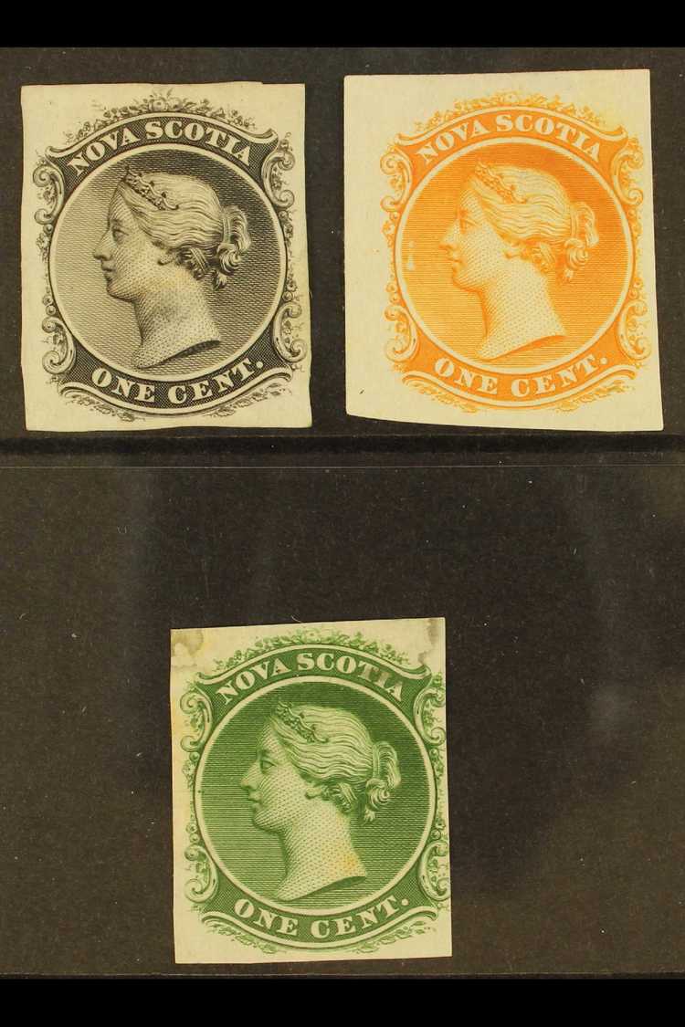 1860 1c Plate Proofs In Black, Orange And Green, Uni 8p, 8TCv, 8TCxi, Fine To Very Fine, Green Stamp With Some Staining. - Sonstige & Ohne Zuordnung