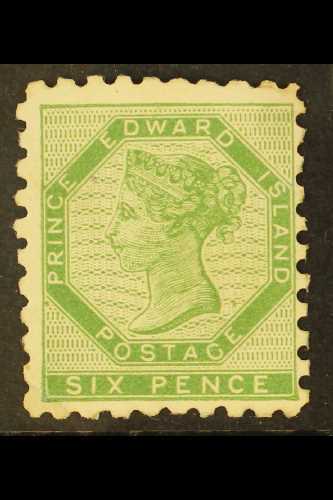 1861 6d Yellow Green, Perf 9, SG 4, Fresh Mint. Corner Crease At Bottom Left Otherwise Fine And Scarce. Cat SG £1700 For - Autres & Non Classés