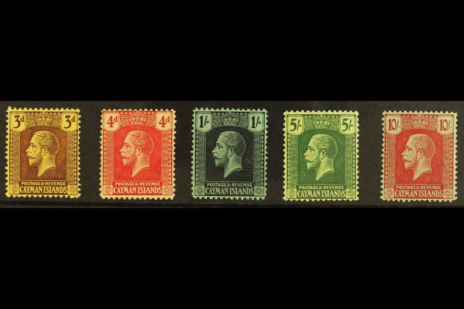 1921-26 Watermark Multi Crown CA Complete Set, SG 60/67, Fine Mint, The 10s Is Never Hinged. (5 Stamps) For More Images, - Iles Caïmans