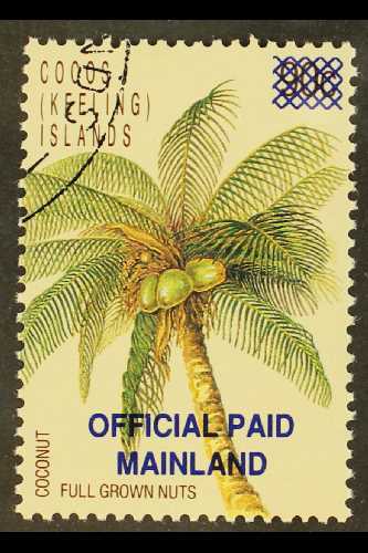 OFFICIAL 1991 (43c) On 90c Coconut Palm, SG O1, Very Fine Used, Cancelled To Order, Not Sold To Public In Unused Conditi - Cocos (Keeling) Islands