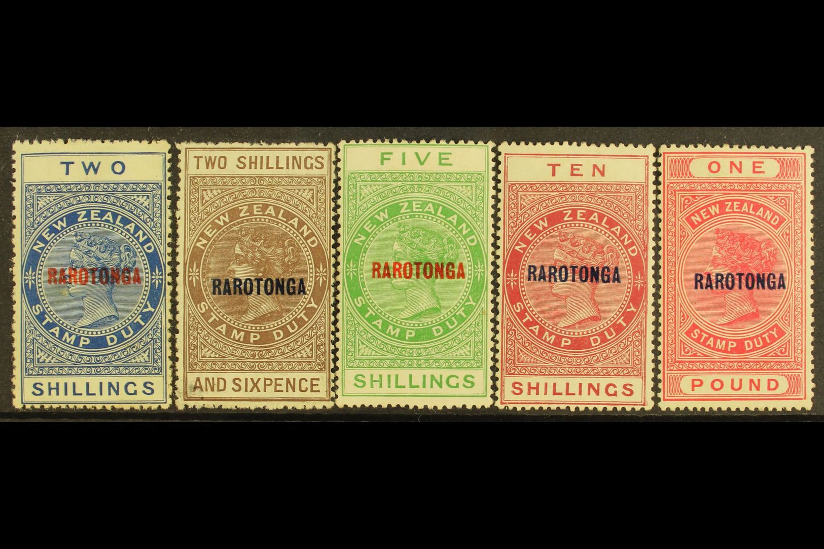 POSTAL FISCALS 1921-23 Complete "RAROTONGA" Opt'd Set, SG 76/80, Some Light Gum Tone On 2s, Otherwise Fine Mint With Fre - Cook