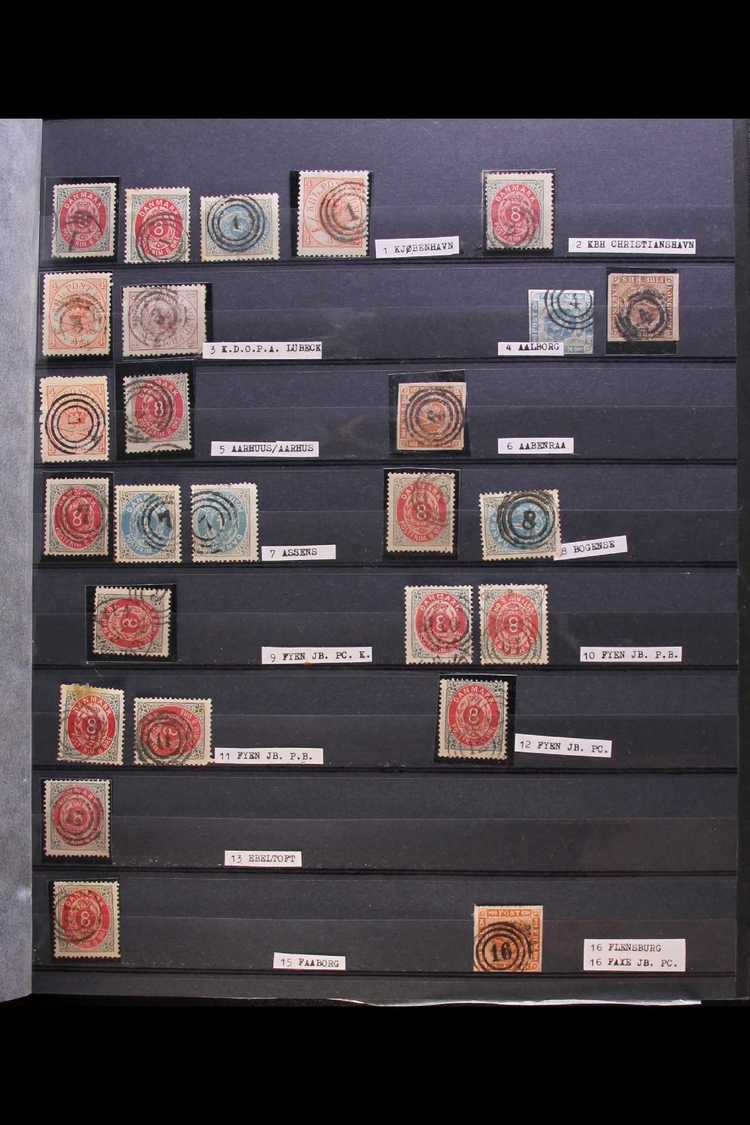 NUMERAL POSTMARKS COLLECTION Super Lot, Laid Out From 1 (Copenhagen) To 286 (Randers-Hadsund) With Majority On 1875-1905 - Autres & Non Classés