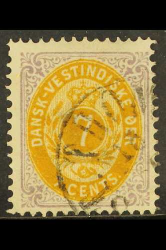 1873 7c Yellow Ochre & Slate Lilac (thin Paper), Facit 9, SG 20, Fine Cds Used For More Images, Please Visit Http://www. - Danish West Indies